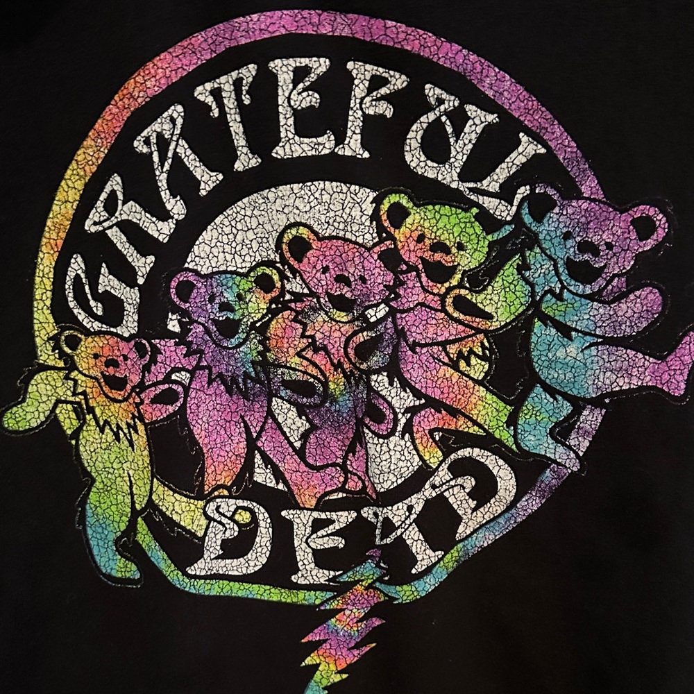 Grateful Dead Black Tee with colorful Dancing Bears - Picture 3 of 3
